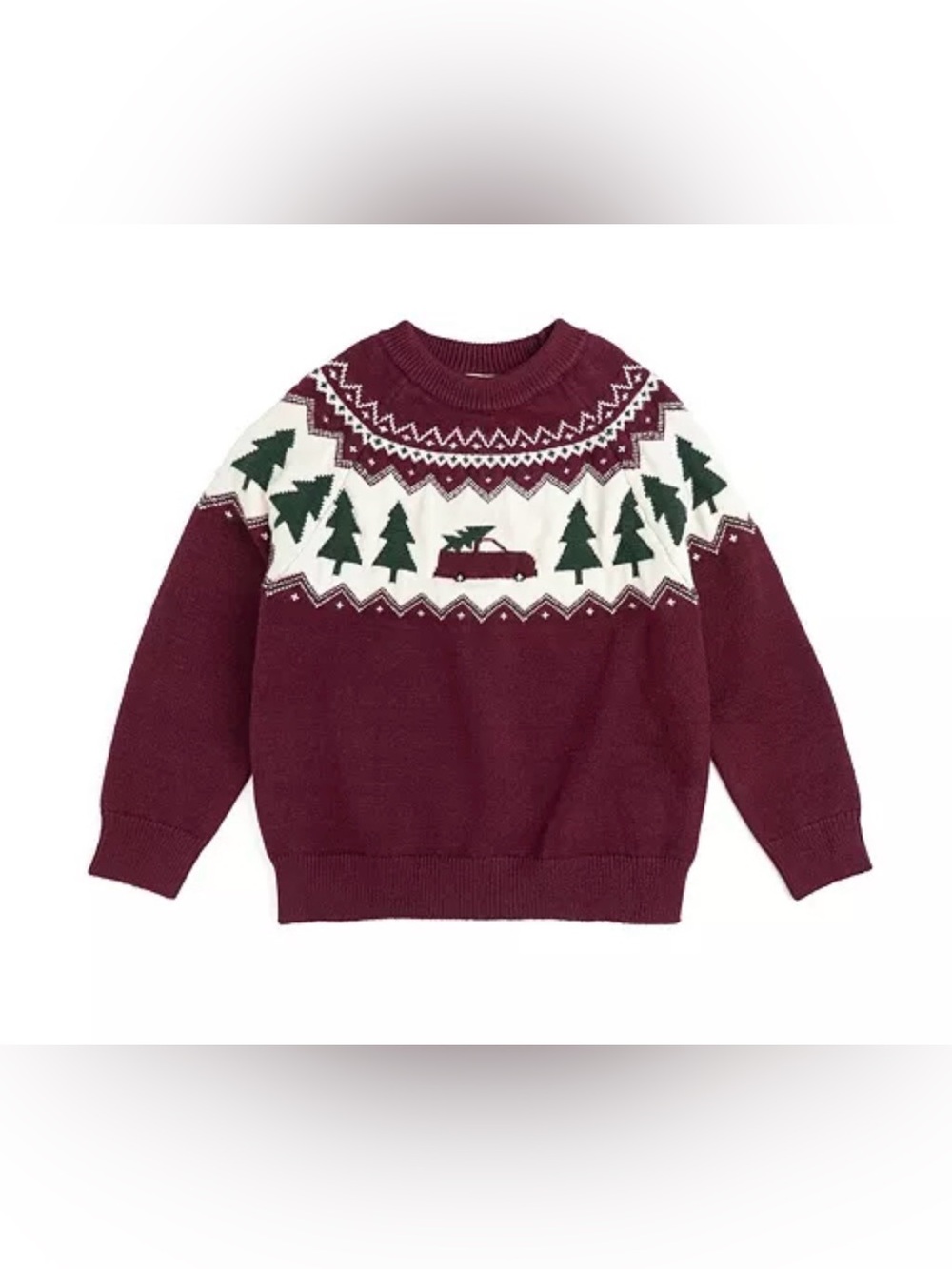 Little Co. Boys' Christmas Truck Fair Isle Sweater, 6